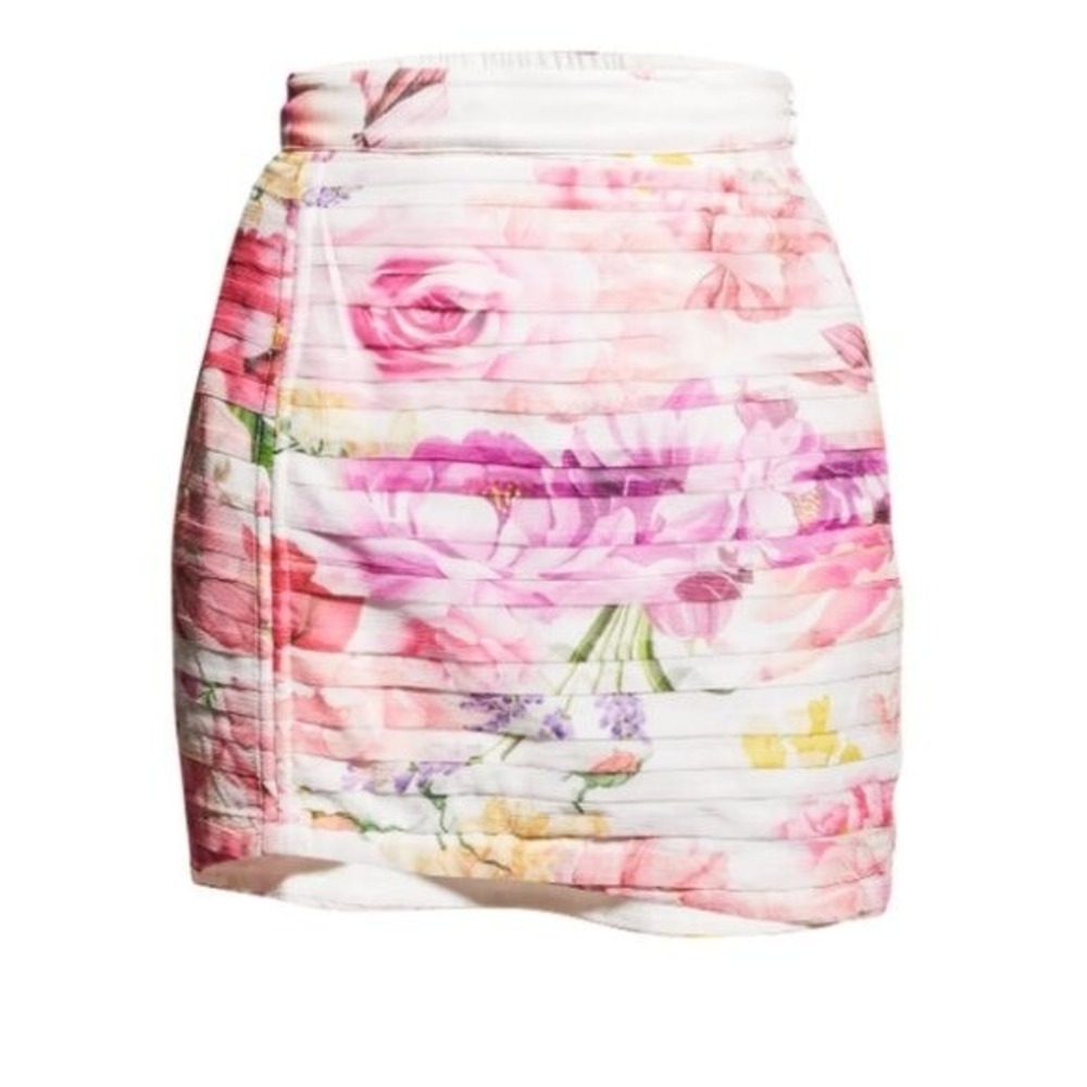 Rococo Sand Pintuck Leona Floral Mini Skirt | Elastic Back |‎ Size M